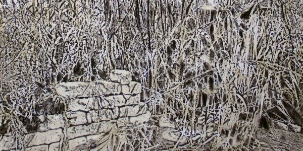 Canneto, acrilico e carboncino su carta telata, cm.80,5×107,2,  2012