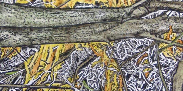 Ardente, acrilico e carboncino su carta telata, cm. 68×68,  2015.