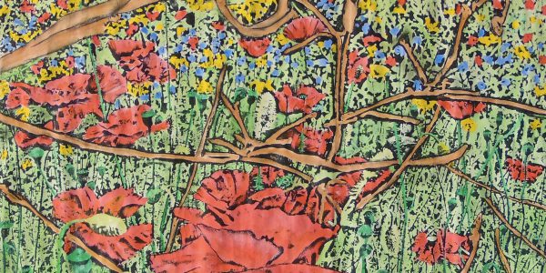 Impressioni di primavera, acrilico su carta telata, cm.60 x 79, 2014