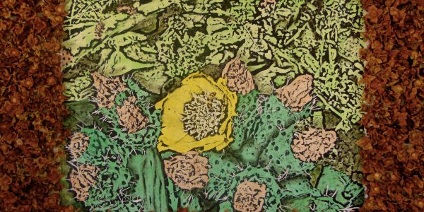 Spine fiorite, acrilico e carboncino su carta telata