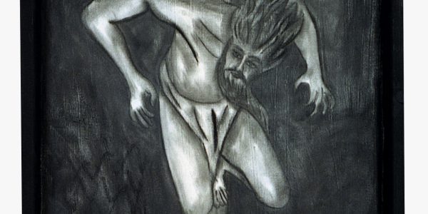 Fuga, carboncino su tela, cm.80×50,5