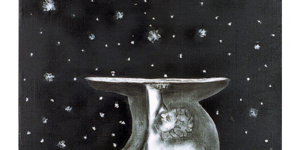 Il guerriero delle stelle, acrilico e carboncino su legno