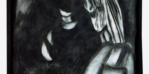 Meditazione, carboncino su tela, cm.91×71,5.